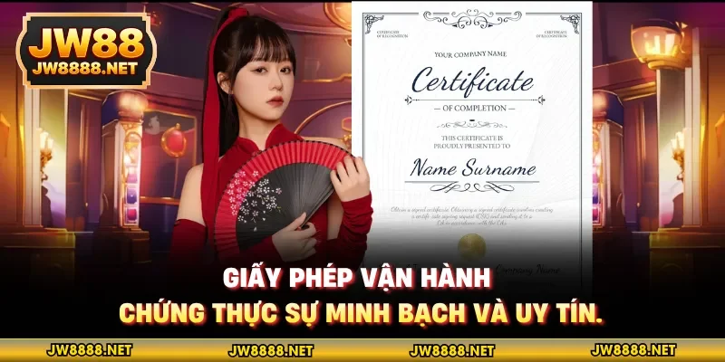 Giấy phép vận hành chứng thực sự minh bạch và uy tín.